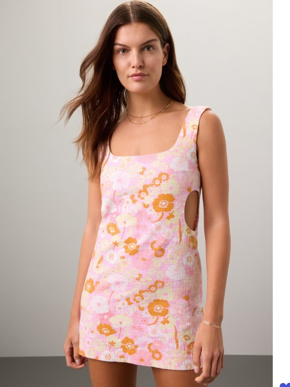 Maje Risella 100% cotton Flower Power Cutout Minidress Floral Size FR36/US 4 (S)